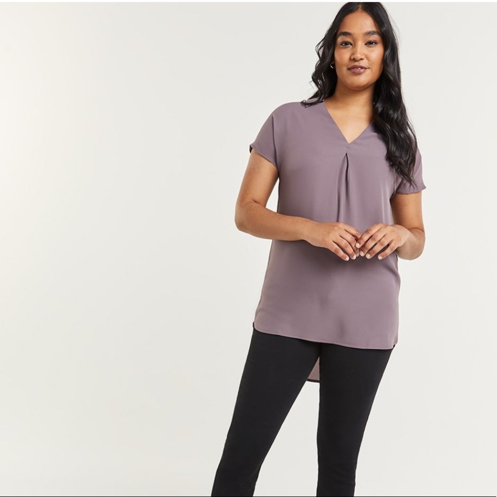 Short Sleeve Johnny Collar Tunic- Moonscape